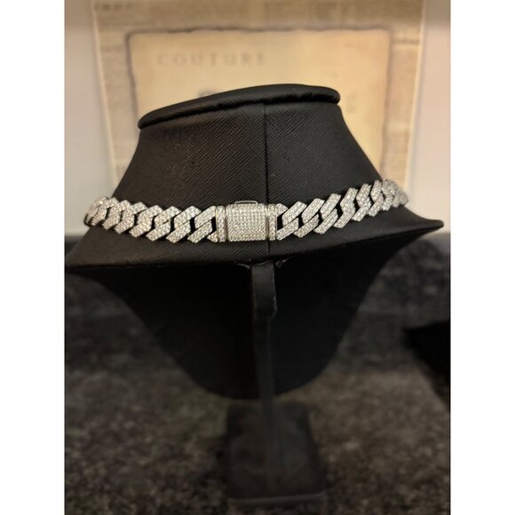 Brooklyn Exchange Mens Cubic Zirconia Stainless Steel Cuban Link Chain Necklace - Picture 9 of 16